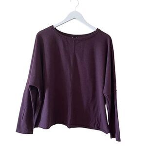 H by Bordeaux Burgundy Lightweight Cropped  Stretchy Soft Womens Sweater SZ L